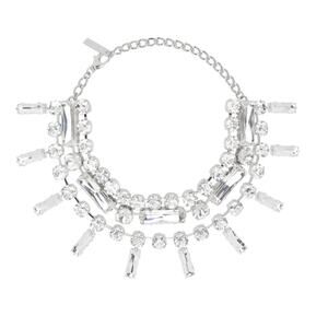 AREA Silver Crystal Stones Baguette Choker Necklace